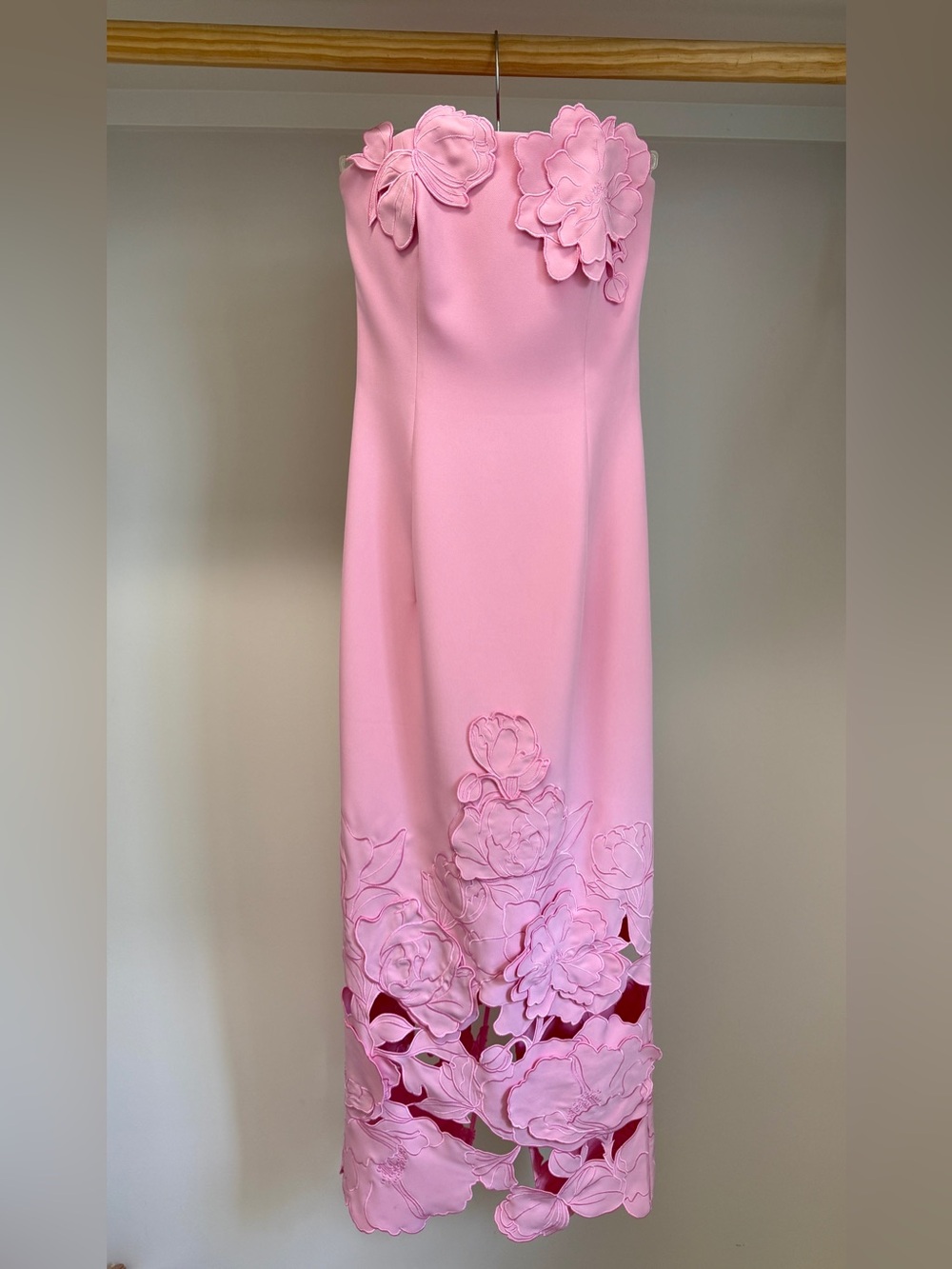 LEO LIN Rayna Appliqué Bustier Maxi Dress Pink US 4